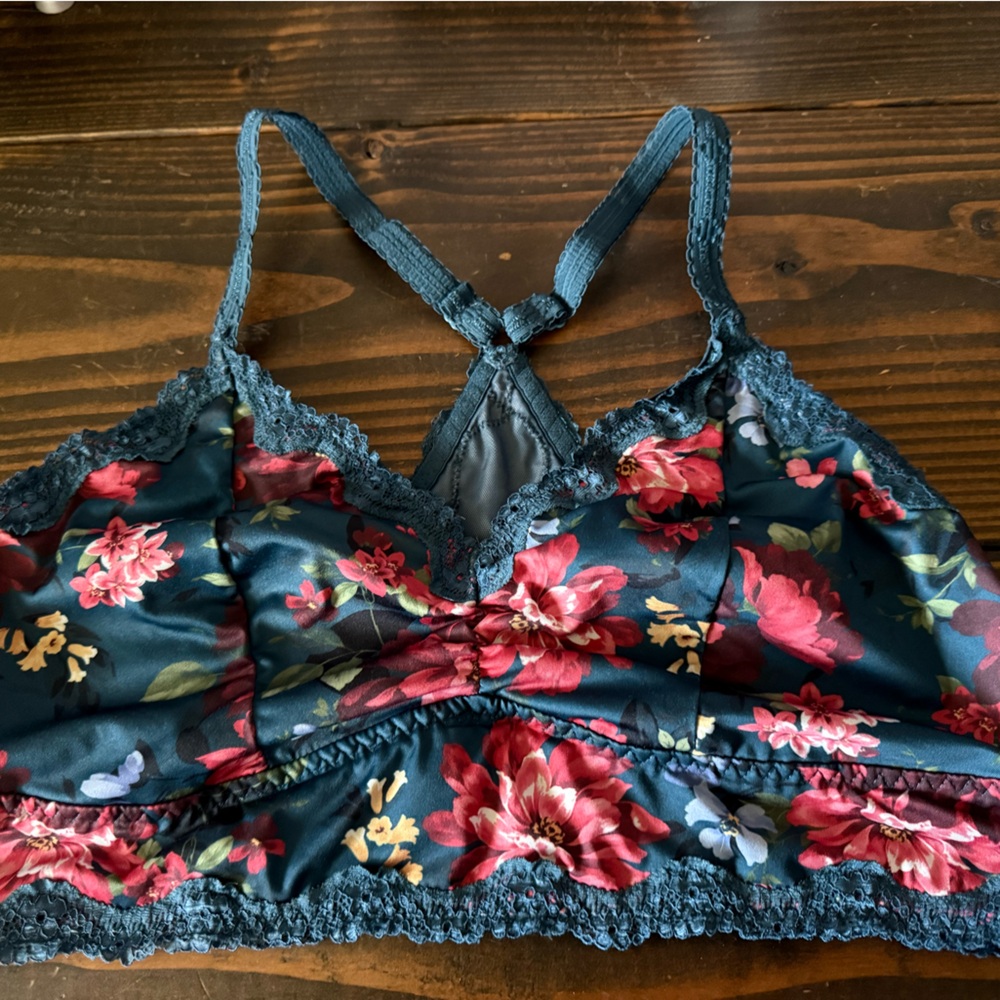 Torrid Teal Floral Lace Bralette 2